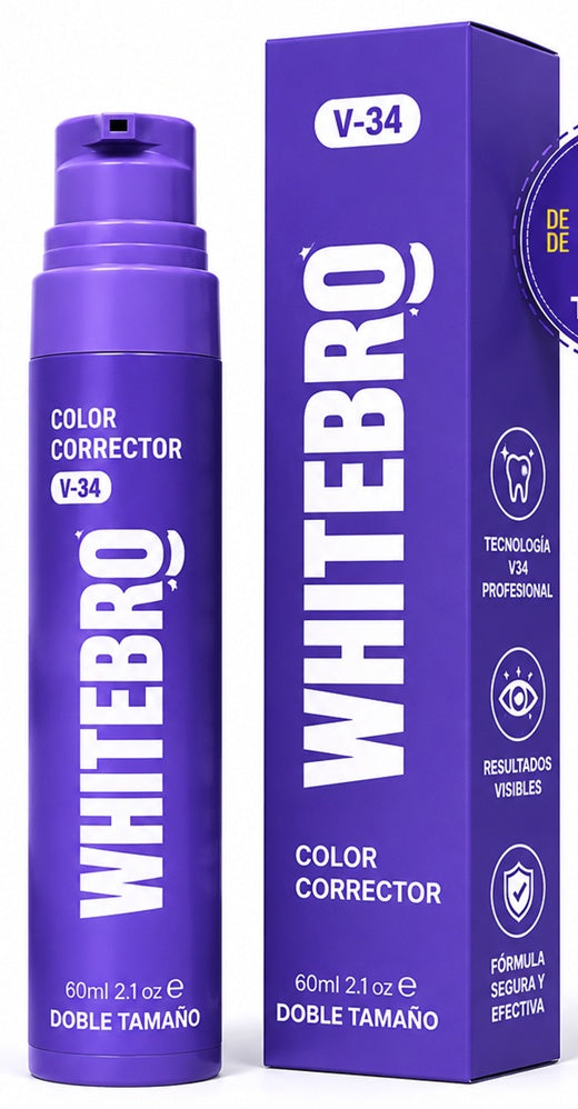 Blanqueador Dental V34 Whitebro – Neutralizador de Amarillo Instantáneo. 60ML