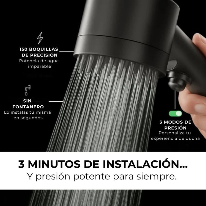 Cabezal de Ducha Turbo de Alta Presión – Ducha Eficiente y Revitalizante