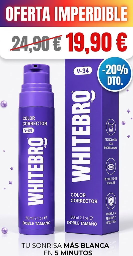 Blanqueador Dental V34 Whitebro – Neutralizador de Amarillo Instantáneo. 60ML