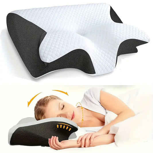 Almohada Cervical de espuma viscoelástica, ortopédica de contorno ergonómico 2 en 1