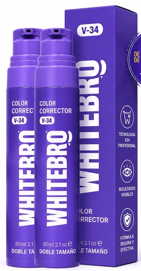 Blanqueador Dental V34 Whitebro – Neutralizador de Amarillo Instantáneo. 60ML